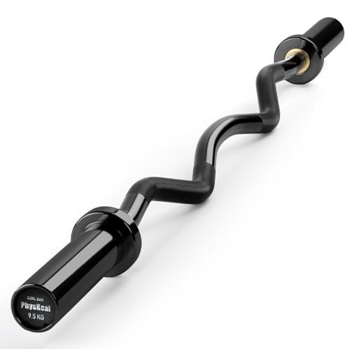 PhysKcal Profi SZ Curlstange, Super Hantelstange Curl Bar I Max. Gewichtsbelastung bis zu 367kg, Kurzhantel-Curlstange | EZ Curl Bar für Bizeps und Trizeps