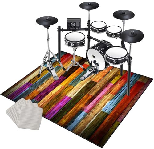 Schlagzeugteppich 120 x 100 cm Drum Teppich Schlagzeug Teppich Trommel Teppiche Musikinstrumente Bodenmatte Schallschutzdecke Für Bass Drum Snare Schlagzeugmatte Trommelteppich Schallschutz Teppich