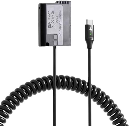 F1TP EP-5B Power Supply Connector USBC DC Coupler Coild Cord EN-EL15 Dummy Battery Compatible with Nikon D500 D600 D610 D750 D780 D800 D810 D7000 D7100 D7200 D7500