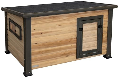 Kerbl Hobbyfarming Enten- und Gänsestall Duck Town XL, Wetterfest, Verzinkte Wanne, Schiebefenster, Doppelter Verschluss, Natur/Braun 115x77x67 cm