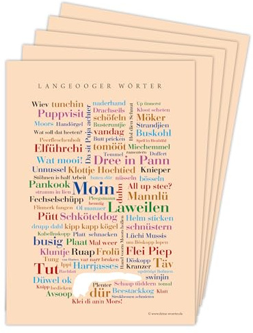 Deine Wörter Postkartenset - 5 Postkarten mit Langeooger, einzigartiges Souvenir und kreative Geschenkidee - DIN A6