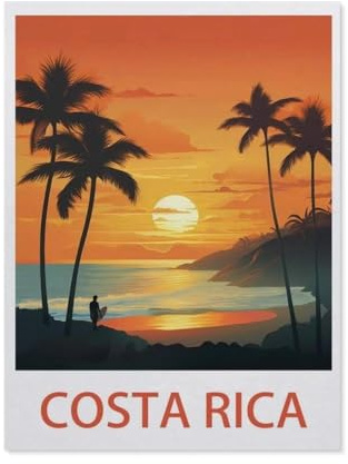 Puzzle 1000 Teile, Costa Rica Vintage-Reiseplakat, Surfen, klassisches Puzzle-DIY-Kit, Papierspielzeug, einzigartiges Geschenk, Heimdekoration, AW471,26x38cm