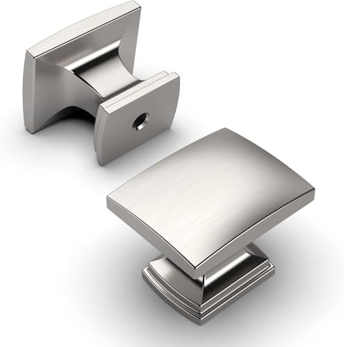 Amerdeco 10 Pack Brushed Satin Nickel Cabinet Knobs Single Hole Zinc Alloy | Smooth Feel, Vintage-Inspired Design, Screws Included, Kitchen Cabinet Hardware, for Cupboards, Drawers and Dressers