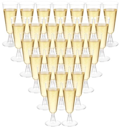 30 verres à champagne en plastique transparent, 150 ml chacun, verres à champagne réutilisables, adaptés aux mariages, anniversaires, camping et fêtes