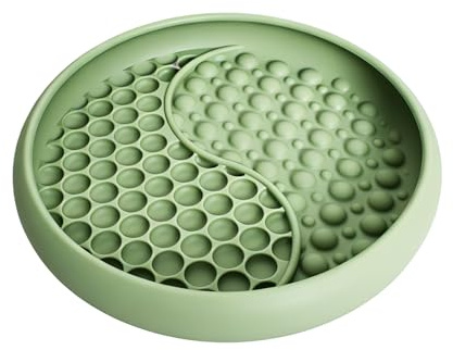 Gamelle Anti Glouton, Gamelles Anti-Glouton pour Chats et Chiens, Tapis de Léchage avec Ventouse Antidérapante, Gamelle en Silicone Anti-Étouffement, Accessoires pour Chat et Chien, Vert