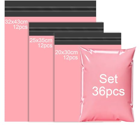 PDKKFF 36 Stück Versandtaschen Rosa 3 Größen Versandbeutel Vinted | Versandtüten für kleidung, Shipping bags, Versandtasche Plastik mit Selbstklebeverschluss blickdicht Wasserdicht