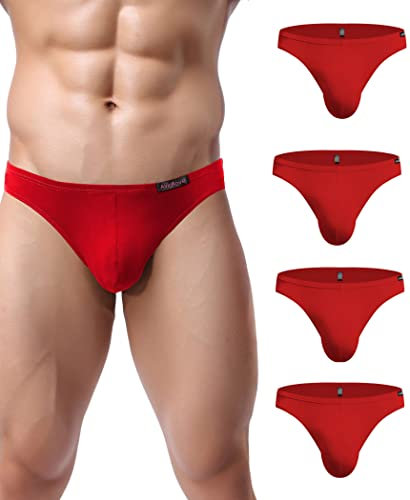 Avidlove Mini Slip Intimo da Uomo Confezione da 4 Mutande Morbide in Micro Modal Rosso L