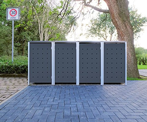 Srm-Design 4 Mülltonnenboxen Modell No.1 Anthrazitgrau für 240 Liter Mülltonnen/witterungsbeständig durch Pulverbeschichtung/mit Klappdeckel und Fronttür