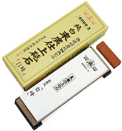 Suehiro Schleifsteins, Honen Einweichen Stein # 6000: Shiramine (6003, Stein, Ständer und Nagura/18,3 x 6,2 x 2 cm