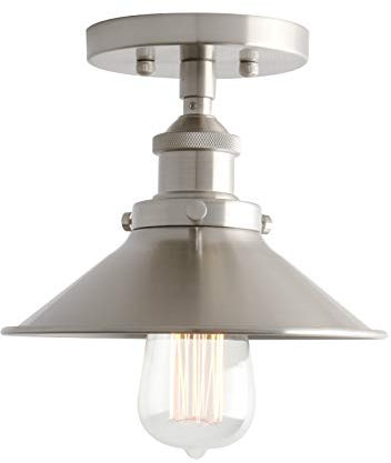 Phansthy Metall-Schirm Deckenleuchte Pendelleuchte Hängeleuchte Vintage Hängelampe Pendelleuchten Loft-Deckenlampe im Landstil(Gebürsteter Edelstahl Farbe)
