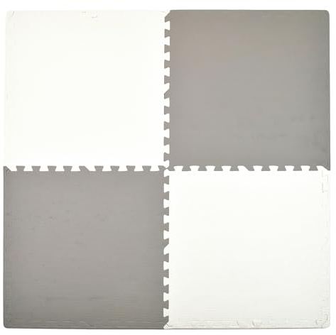 Humbi Eva Tappeto puzzle in schiuma per neonati e bambini Tappeto da gioco Tappeto fitness 60 x 60 x 1 cm, 4 pezzi, grafite, bianco
