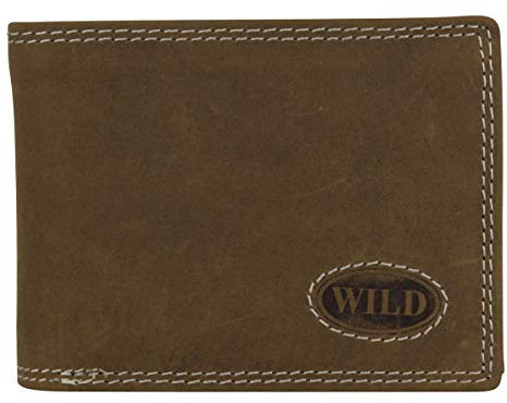 HMT kleine Herren Leder Geldbörse Portemonnaie Portmonee Geldbeutel WILD Querformat braun 10704W