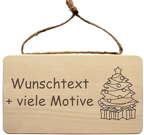 Weihnachtsdeko Wandschild aus Holz + individueller Gravur, Spruch, Wunsch, Name - Weihnachten Deko zum Aufhängen, Geschenk zum Weihnachtsfest, Christfest, Heilig Abend