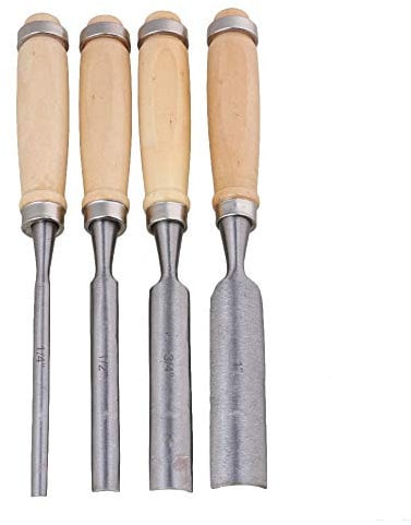 RDEXP Lot de 4 gouges de travail du bois avec manche en bois