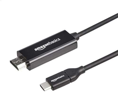 Amazon Basics Câble adaptateur USB-C (source) vers HDMI (écran), compatible avec Thunderbolt 3, 4K à 30 Hz, 0.91 m, noir