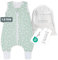 emma & noah Baby Schlafsack mit Füßen 1.0 TOG, Ganzjahres Schlafsack mit Beinen für den Frühling, Sommer und Herbst, 100% Bio-Baumwolle, Oeko-TEX Zertifiziert (Punkte Mint, 90 cm)