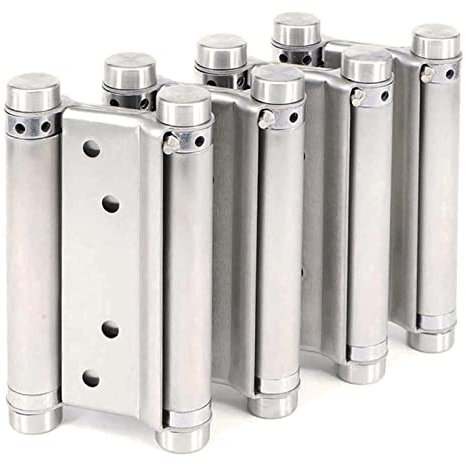Dos pares de bisagras de puerta de salón de café de doble acción, bisagra de resorte de acero inoxidable con cierre automático (4 pulgadas)