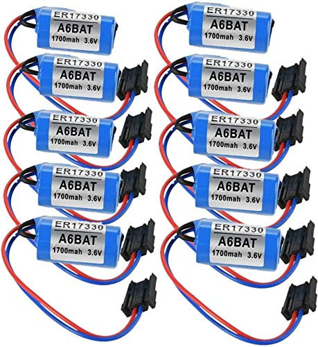 Lot de 10 batteries au lithium A6BAT PLC 3,6 V 1700 mAh pour Mitsubishi Servo A6BAT ER17330V