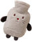 Heiqlay Wärmeflasche, Bettflasche, Warmwassersack Gemütliches flauschiges weiches Plüsch-süßes Muster Geschenk, für Familie oder Freundin, 1 Stück, 1000 ml, 26 x 15 cm, grau