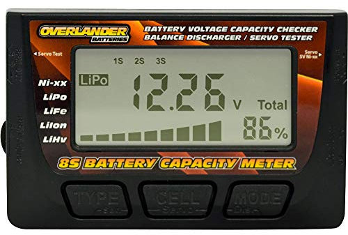 Overlander 8S LiPo Battery Capacity Meter Voltage Checker, Balance Discharger And Servo Tester