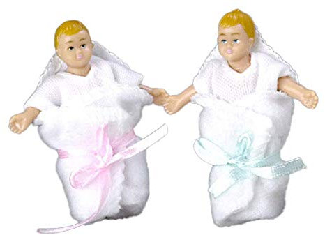 Puppenhaus für Zwillings-Babys, kleines Baby-Mädchen und Jungen, Maßstab 1:12, Maßstab 1:12
