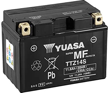 Batteria moto Yuasa TTZ14S AGM - Senza manutenzione - 12 V 11.2 Ah - Dimensioni: 150 x 87 x 110 mm compatibile con HONDA NV750, Shadow Slasher 750 2001