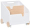 HOMCOM Kinderbücherregal mit Räder Bücherregal für Kinder Aufbewahrungsregal Spielzeugregal mit großem Stauraum MDF Kiefernholz Metall Kunststoff Weiß+Naturholz 40 x 43 x 43 cm