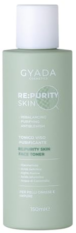 GYADA COSMETICS, Re:Purityskin Face Toner, reinigendes Gesichtswasser, für fettige, unreine Haut, Mischhaut und Akne neigend, wirkt Unvollkommenheiten entgegen, Hyaluronsäure