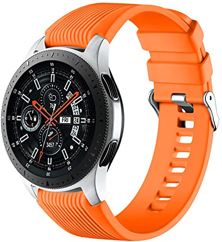 Mastten 22mm Silicone Strap Compatible With Samsung Galaxy Watch 46mm /Galaxy Watch 3 45mm /Gear S3 Frontier/Classic, Soft Silicone Sport Wristband Replacement Straps For Men Women, Orange