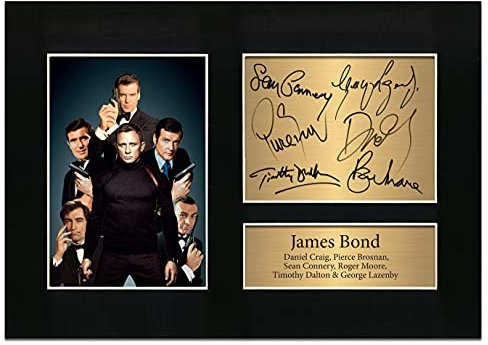 Zulu Image James Bond 007 / Daniel Craig, Pierce Brosnan, Sean Connery, Roger Moore, Timothy Dalton & George Lazenby Signed | Autograph A4 Printed Photo Reproduction No71