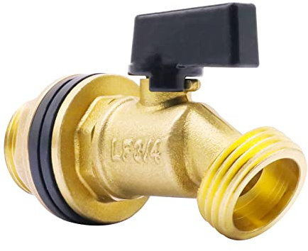 Horiznext Robinet de baril de pluie, robinet de réservoir d'eau en laiton de 55 gallons, vanne de cloison pour seau en plastique extérieur, réservoir d'eau de pluie, collecteur de bec de descente dans