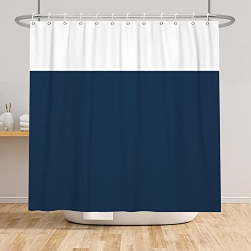 SDOTPMT 105x160cm Rideau de Douche Bicolore Marron Blanc - Minimaliste en Tissu Polyester - Classique Traditionnel pour Salle de Bain avec Crochets