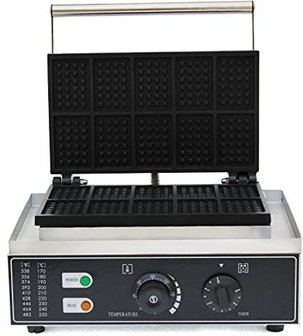 1500 W Eléctrica Gofrera Antiadherente Máquina De Gofres Acero Inoxidable Comercial, Tiempo Y Control De Temperatura, Para Panaderías, Restaurantes, Quioscos, Cantinas