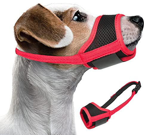 Dog Muzzle Breathable Soft Mesh Muzzle - Durable Nylon Dog Muzzle with Adjustable Loop Dog Mask, Mouth Cover for Anti-Biting Anti-Barking, Allows Panting Drinking