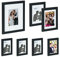 Relaxdays Bilderrahmen 7er Set, verschiedene Größen, Bildercollage, zum Aufhängen oder Hinstellen, Fotorahmen, schwarz