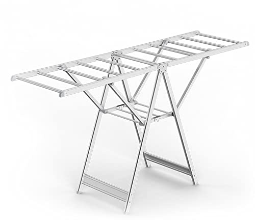 Rozhuhro House Care Wäscheständer, höhenverstellbar Standtrockner Trocknen und Stabiler Wäscheturm, klappbarer Standtrockner, für Innen und Draußen,Satin Silver