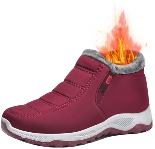 Aocase Medizinische Damenschuhe Winter Thermo Senioren Hausschuhe Senioren Schuhe Herren Winterschuhe Warm Orthopädische Schuhe Damen,Rot,41/255mm