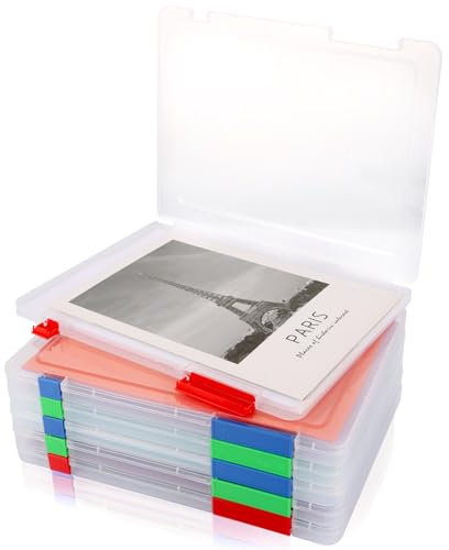 MUXHEL 6 PCS A4 File Box Plastic Clear Box Files A4 Storage Boxes with Lids a4 Paper Storage Box with Buckle for File, Magazines, Documents, Paper, Office & School