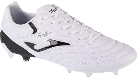 Joma Botas de Fútbol para Terreno Firme - Águila, 38-46 Negro y Blanco - Fabricado con Microfibra de Alto Rendimiento y Tacos Añadidos para Distribuciñon de Peso y Mejor Agarre