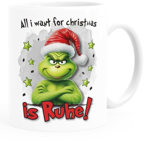 MoonWorks® Kaffee-Tasse Grinch Geschenk für Weihnachtsmuffel Ich hasse Menschen Weihnachtstasse lustig Ruhe weiß standard