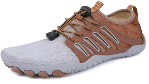 AONEGOLD Mens & Womens Quick Dry Aqua Shoes - Barefoot, Breathable, Lightweight - Grey, Size 7.5