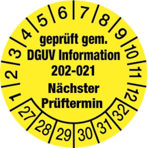 Dreifke® Prüfplakette, DGUV Information 202-021 Nächster Prüfter - 30 mm Folie selbstklebend, 10St
