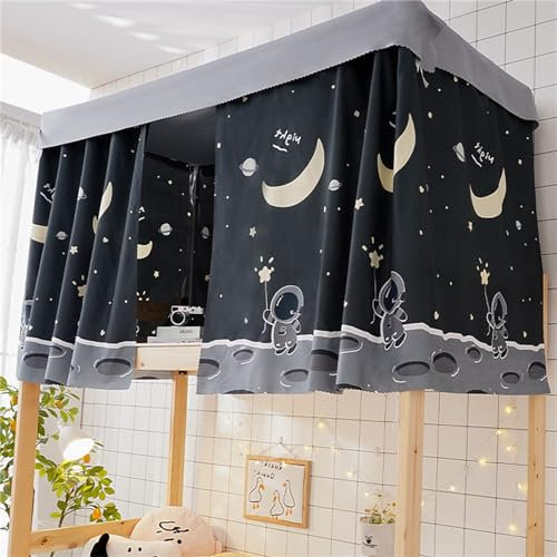 Treer Bettvorhang Hochbett Etagenbett, Blackout Vorhänge Staubdicht Betthimmel Hochbett Etagenbett Kinder Bettzelt Schlafsaal Bettvorhänge (Astronaut,1.15x2M)