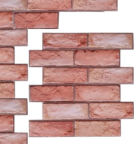 SAfweL 10 pièces panneaux muraux auto-adhésifs 3D papier peint briques rouges classique décor imperméable for décoration murale de salon chambre à coucher (30x30x0.3cm)
