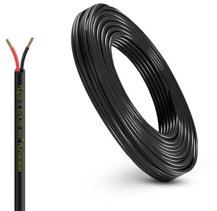KFZ Kabel 2x0,5–4mm² rot schwarz | Autokabel 12V/24V Stromkabel flach & rund | 2-adrige Fahrzeugleitung für Auto, Anhänger, Wohnmobil, Boot, öl- & UV-beständig (Rundkabel 4,0 mm², 5 Meter)