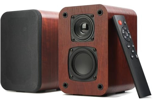 RIOWOIS Powered Bluetooth Bookshelf Speakers, 40W Record Player Speakers with 2.75 Inch Woofer, Stereo Speakers with Optical/AUX/TV-ARC Connection for Turntable, No Receiver or Amplifier Required.