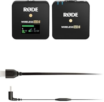 RØDE Wireless GO II Einkanal-Drahtlosmikrofonsystem + SC16 USB-C-auf-USB-C-Kabel (300 mm - Android- und Mac-kompatibel) für Filmaufnahmen, Interviews und die Erstellung von Inhalten
