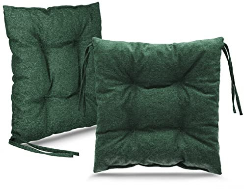MG Design 2er-Set Stuhlkissen 40x40 cm grün - Stuhlkissen mit Bändern, Steppkissen, Bodenkissen - Sitzkissen für Gartenstuhl, für Indoor und Outdoor, Outdoor Stuhlauflage als Stuhl Kissen