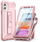 ORETECH for iPhone 11 Case, and [2 Pack Tempered Glass Screen Protector] [Built-in Kickstand] Military Grade Drop Tested Shockproof Case for iPhone 11 Case Full Body Silicone TPU Bumper Cover - Pink