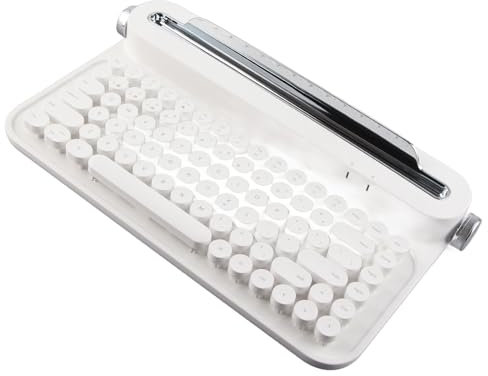 Brilluxa Retro Typewriter Keyboard, 86 Keys Vintage Keyboard, Typewriter Style Retro Mechanical Gaming Keyboard with Integrated Stand for Windows for Android (White)